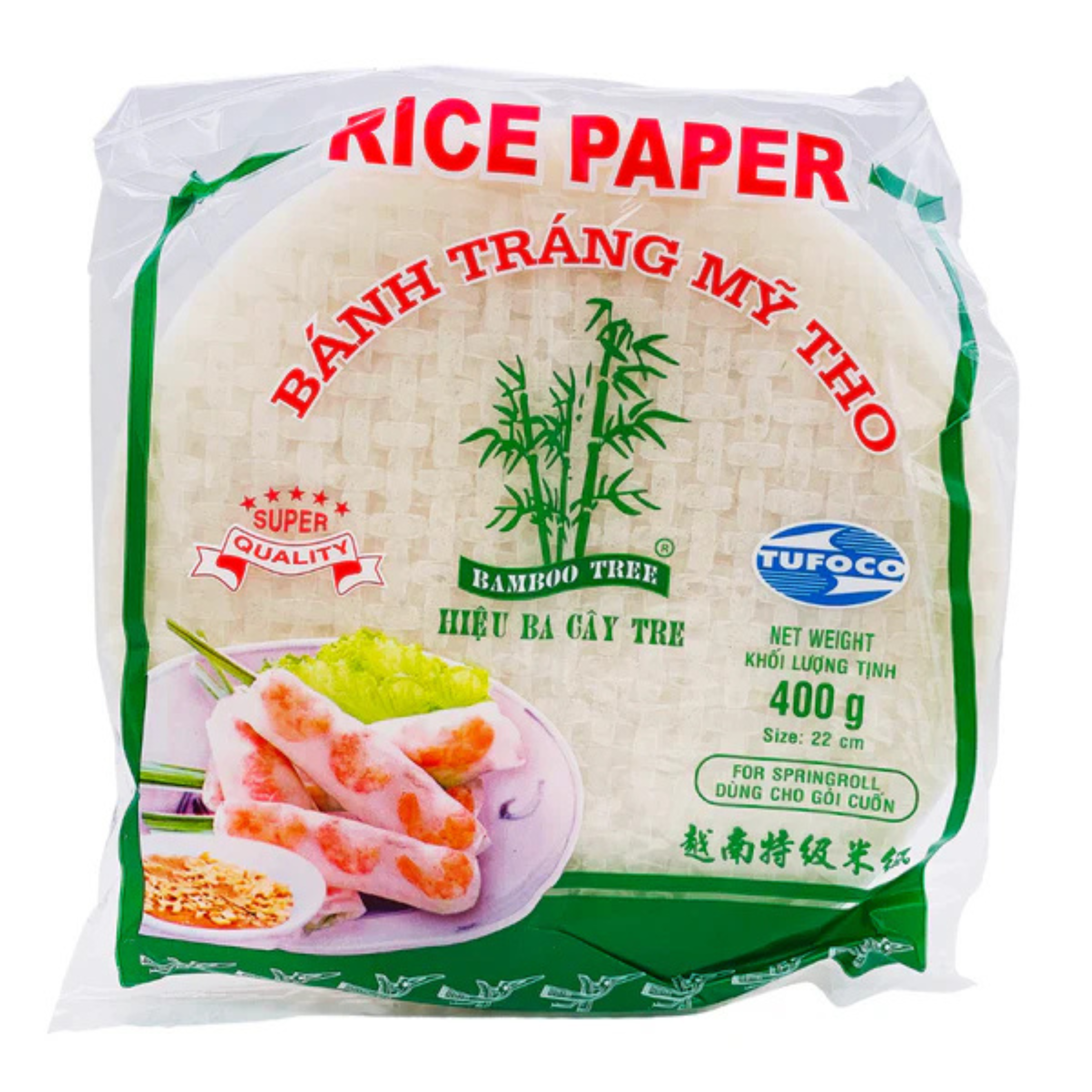 Rice Paper Summer Roll Round 22 cm 200g, BAMBOO TREE