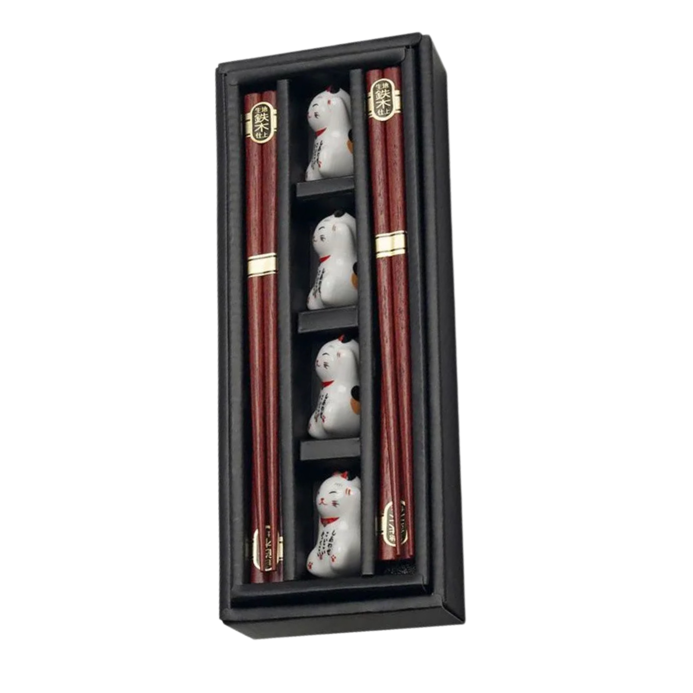 Chopsticks Set + Rest 22.5 cm 4 - Pers. Lucky Cats, NF