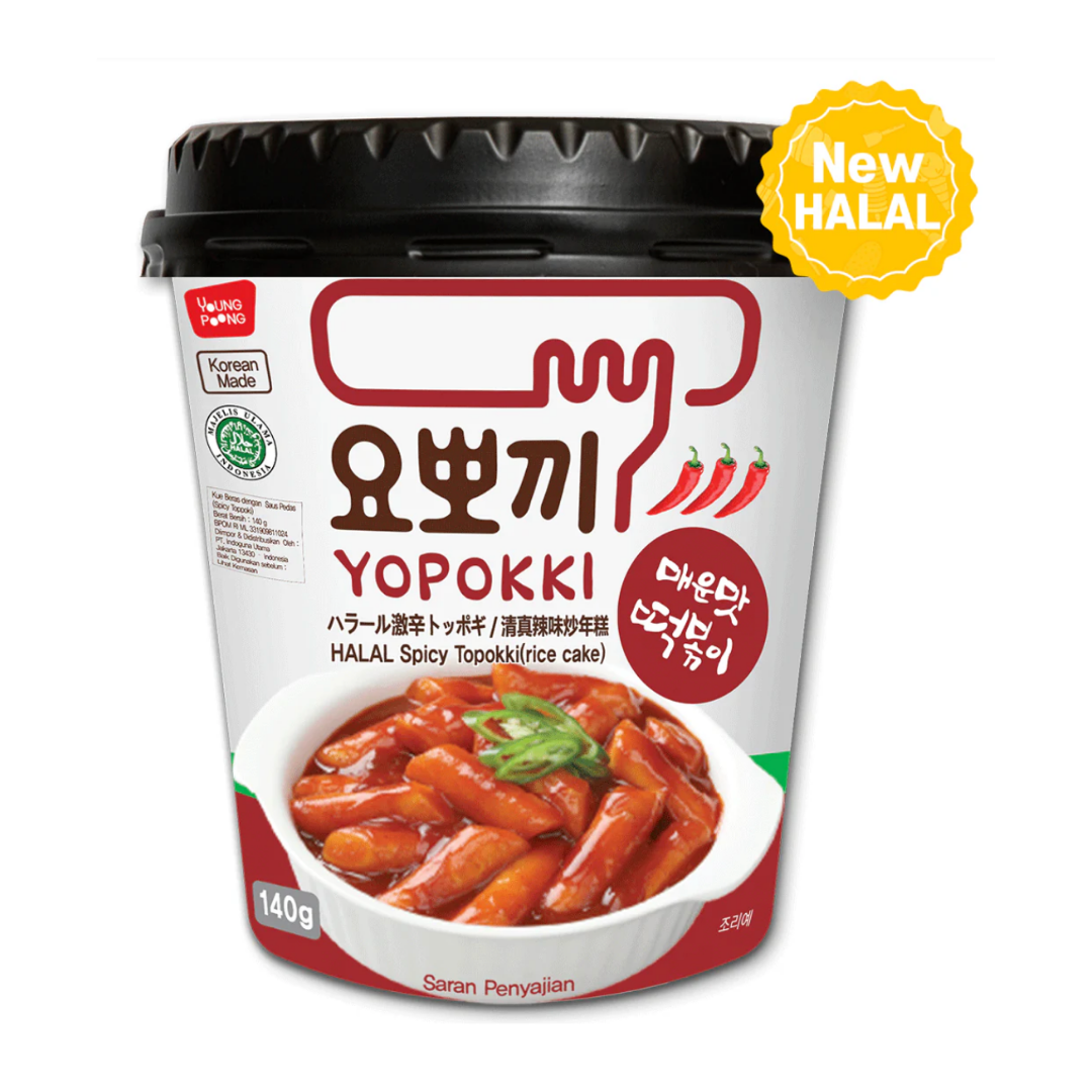 Yopokki Ricecake Cup Halal Spicy, 140g