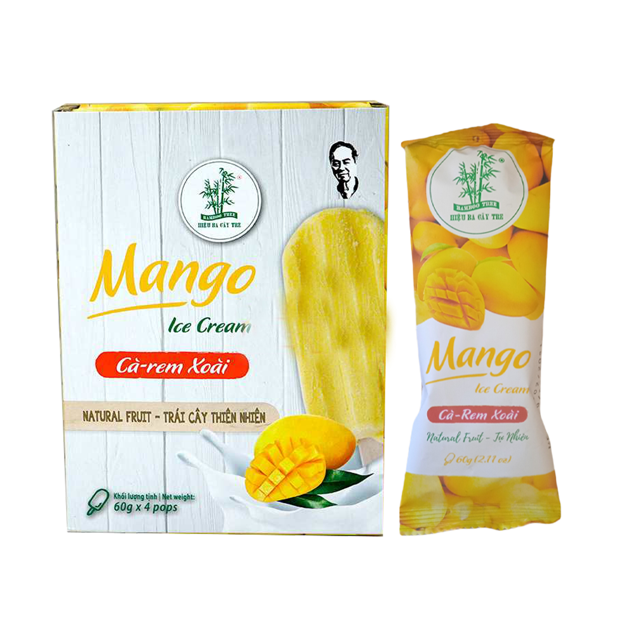 Mango Ice Cream 4 X 60g, Bamboo Tree