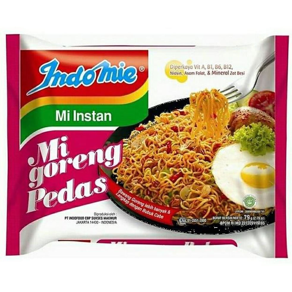 Inst. Noodles Mi Goreng Pedas 80g, Indomie